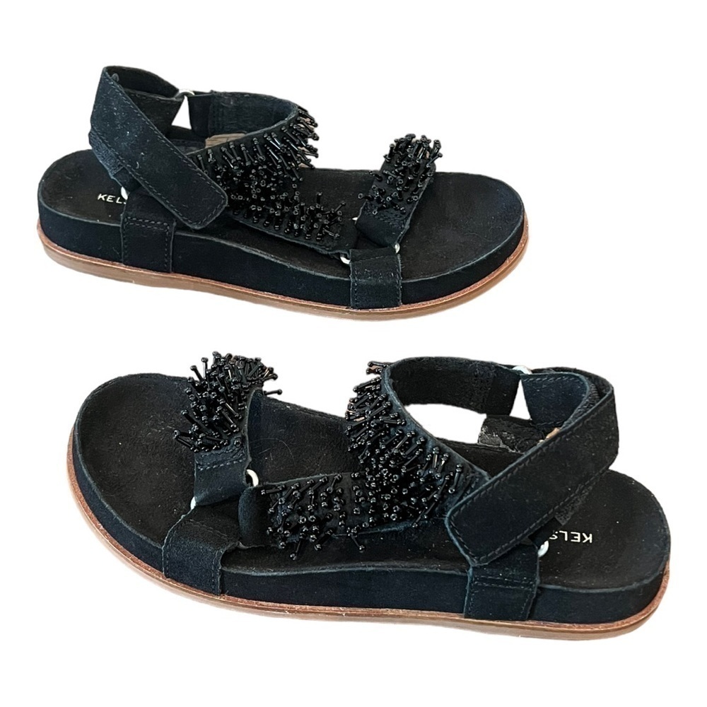 ANTHROPOLOGIE KELSI DAGGER Brooklyn Spark Black Suede Beaded Sandals Size 9 NEW - Picture 3 of 7